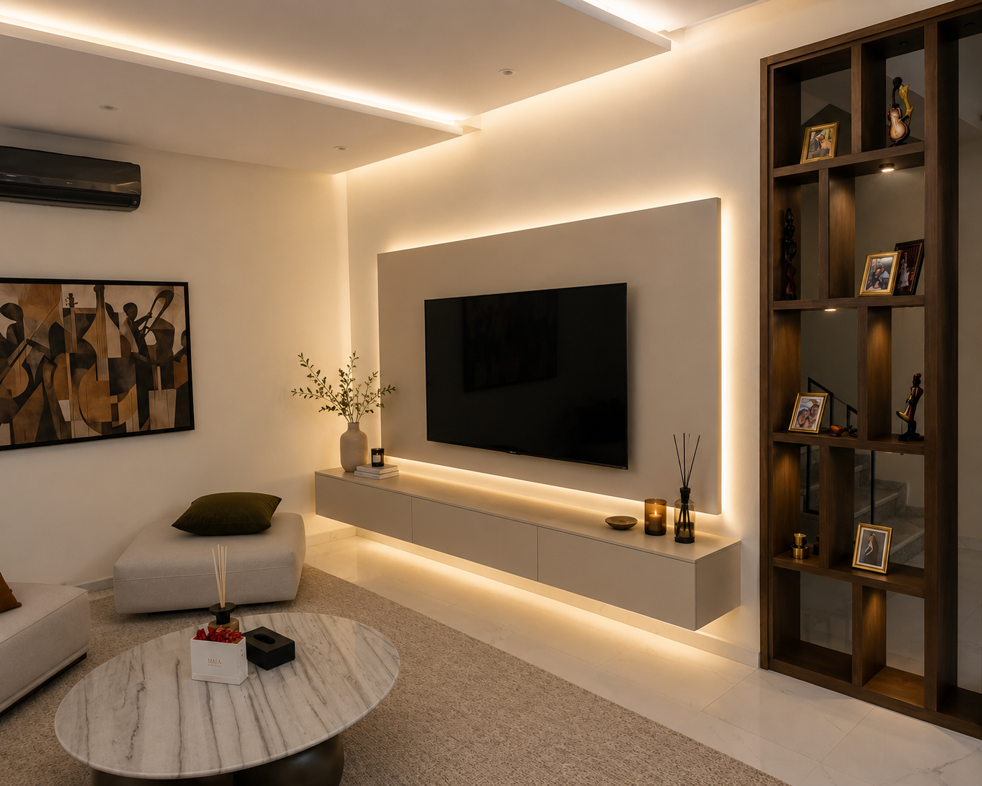 Meuble TV & claustra en noyer