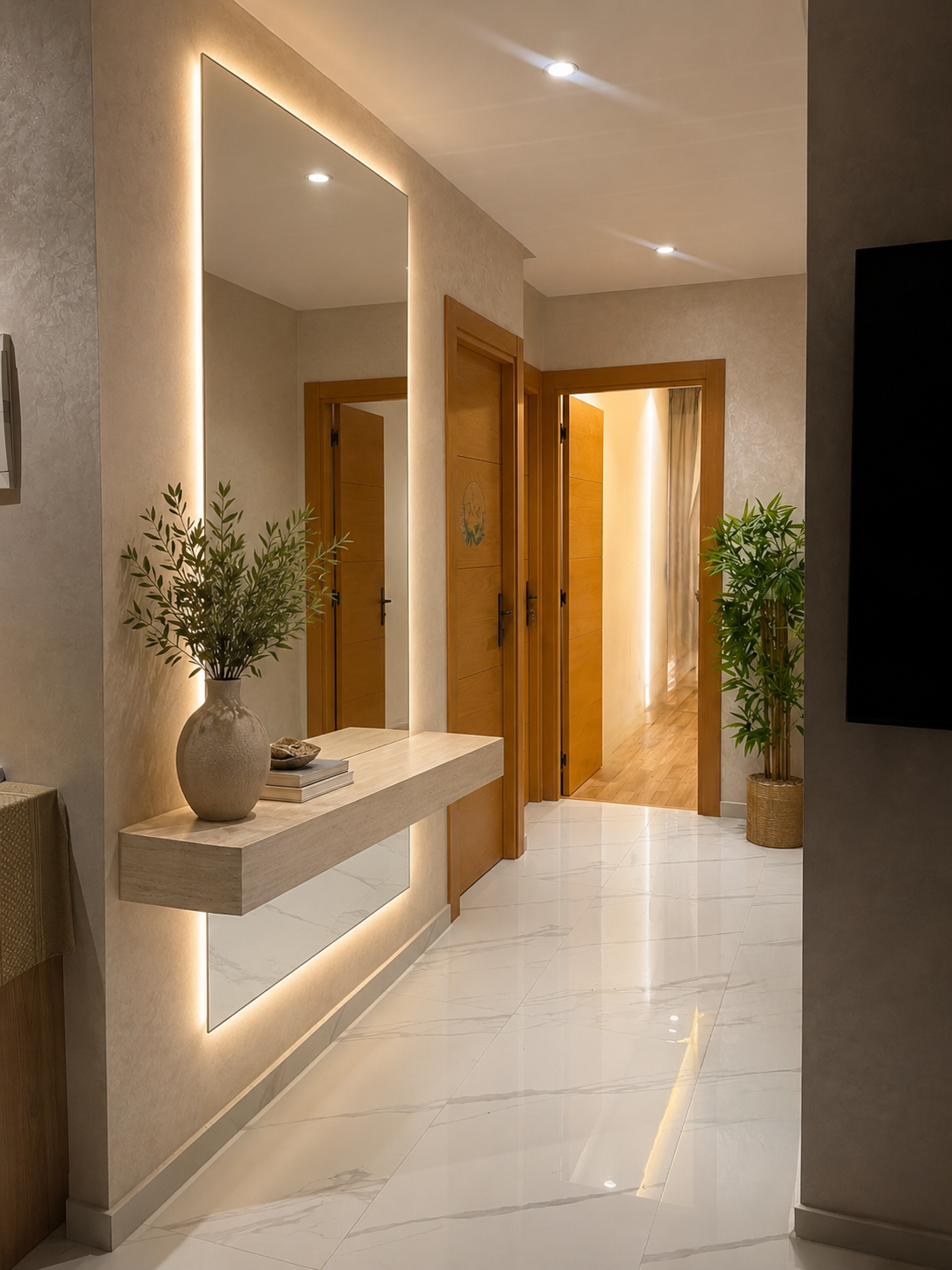 Hall d'entrée & miroir rétroéclairé